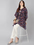 Blue & Red Printed Kaftan Kurta - Znxclothing