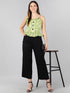 White Floral Printed Green & Black Jumpsuit - Znxclothing