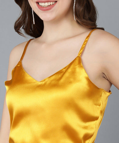 Yellow Satin &amp; Black Jumpsuit - Znxclothing