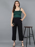 Green Satin Smoking & Solid Black Jmupsuit - Znxclothing