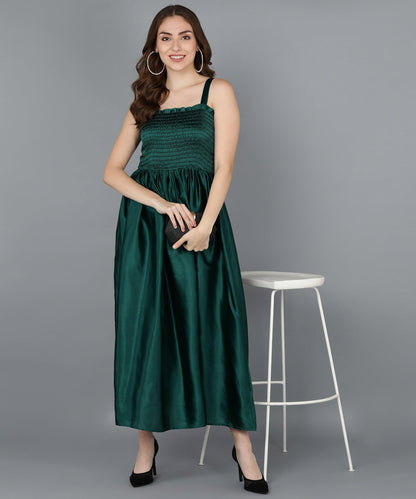 Green Satin Smorking Dress - Znxclothing