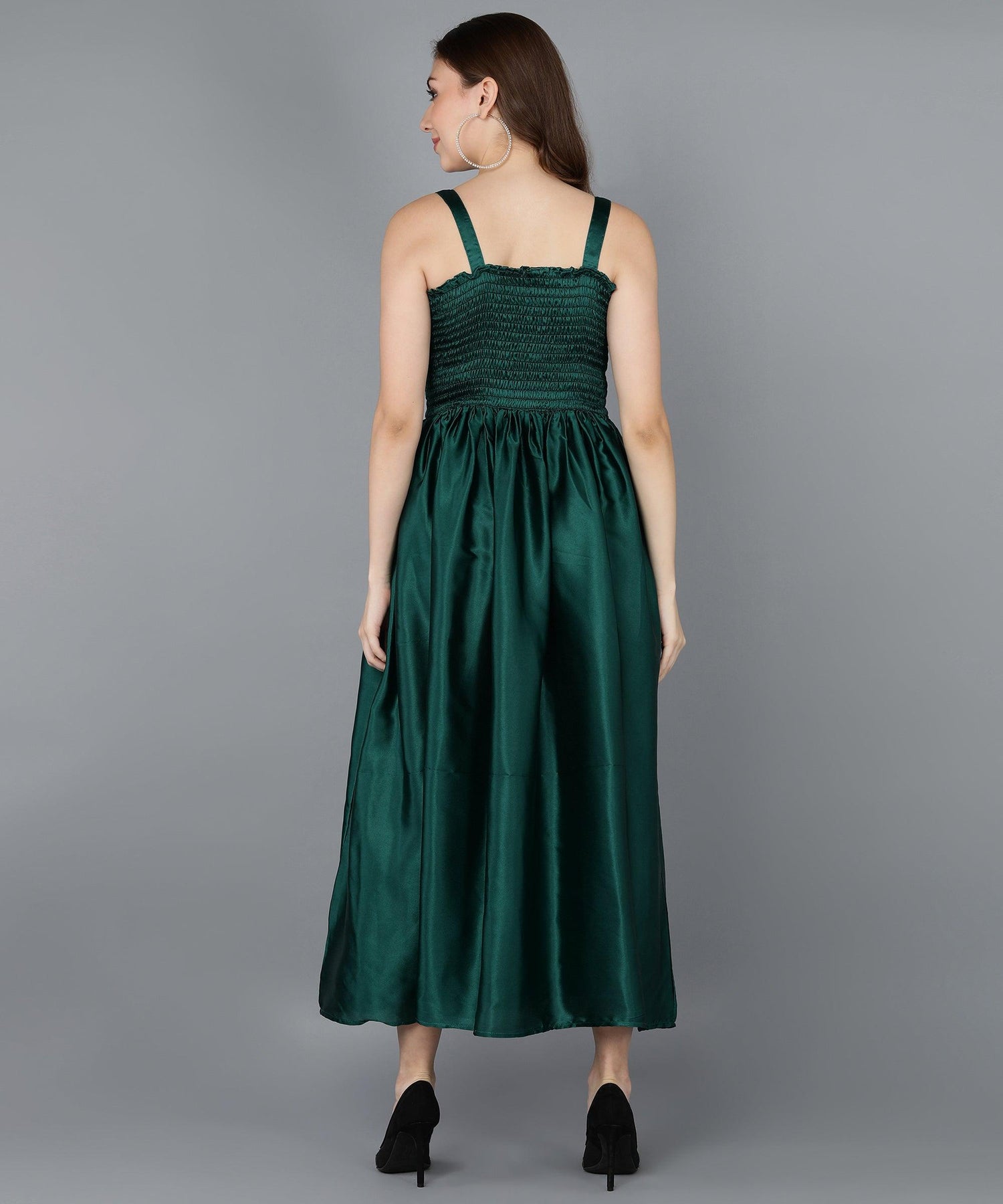 Green Satin Smorking Dress - Znxclothing