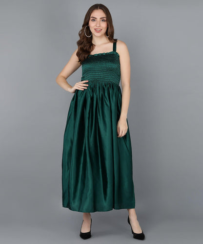 Green Satin Smorking Dress - Znxclothing