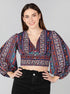 Multicolor Printed Crepe Crop Top - Znxclothing