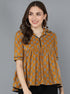 Floral Printed Mustard Top - Znxclothing