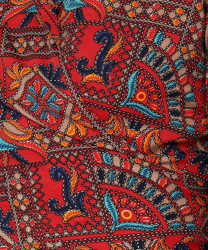 Ethnic Print Printed Red Wrap Top - Znxclothing