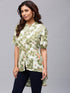Cream & Green Printed High-Low Tunic - Znxclothing
