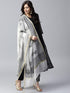 White & Black Hand Block Printed Dupatta - Znxclothing